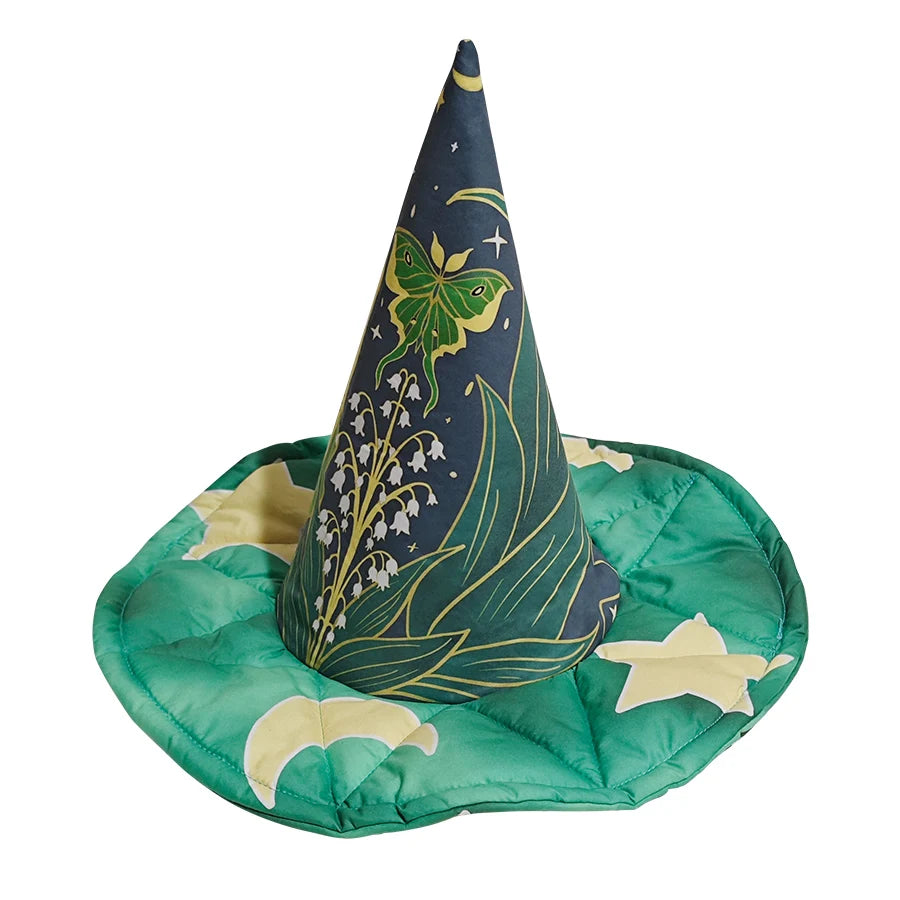 Mint Green Nouveau Moon Frog Witch Hat