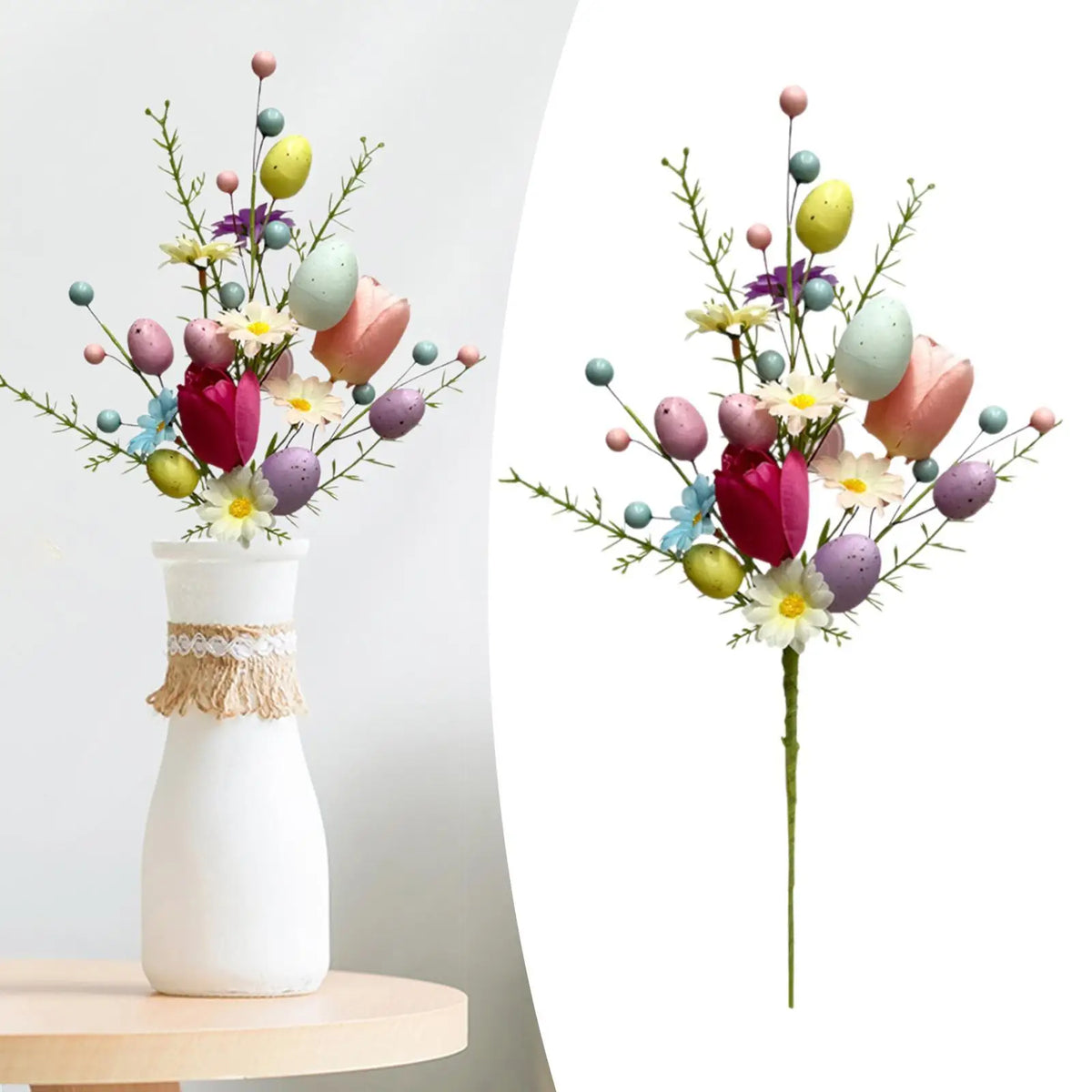 Easter Egg Stem Decorative Berries Floral Pick Bouquet