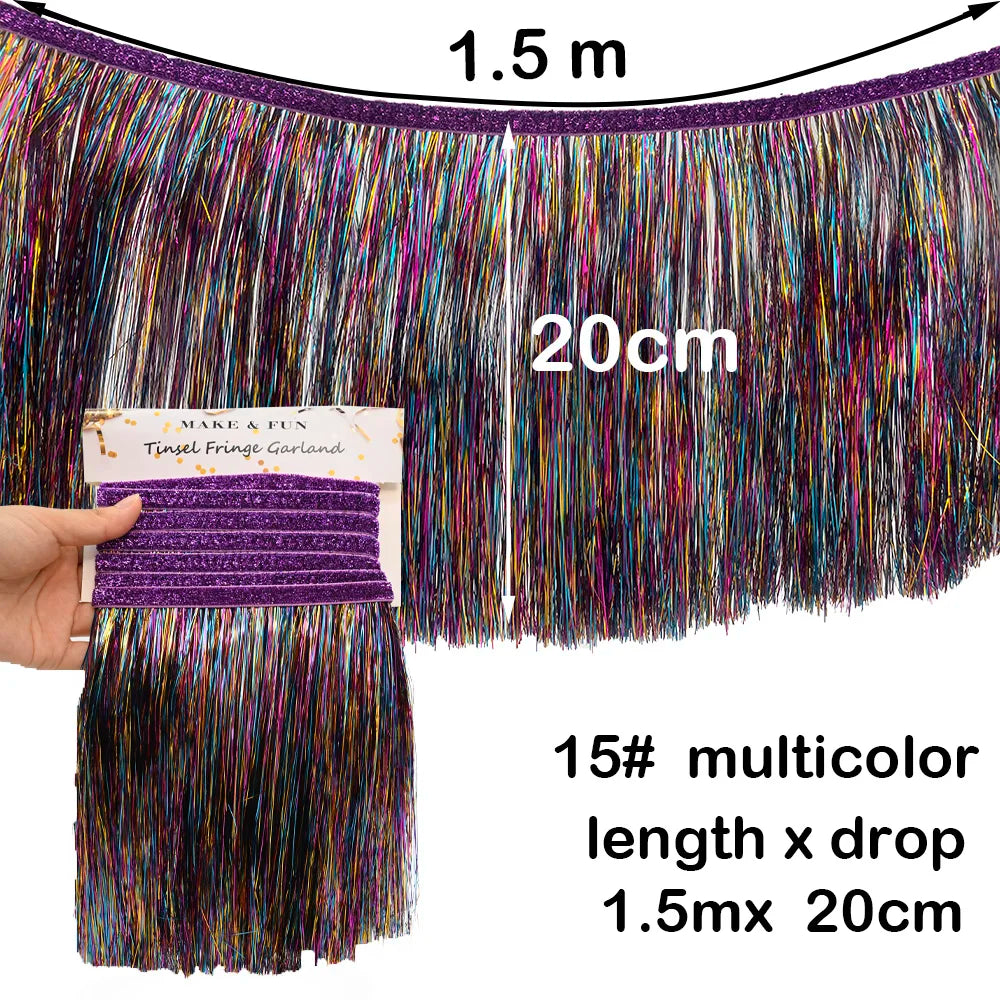 1.5m Gorgeous Fringe Tassel Banner Party Foil Garlands Wall Ceiling Decoration