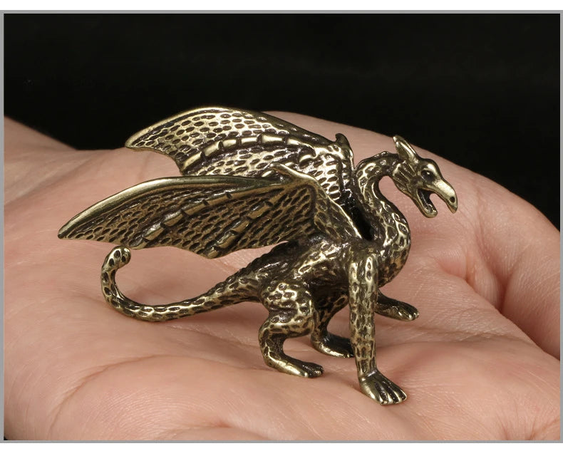 Copper Flying Dragon Tea Pets Metal Figurine