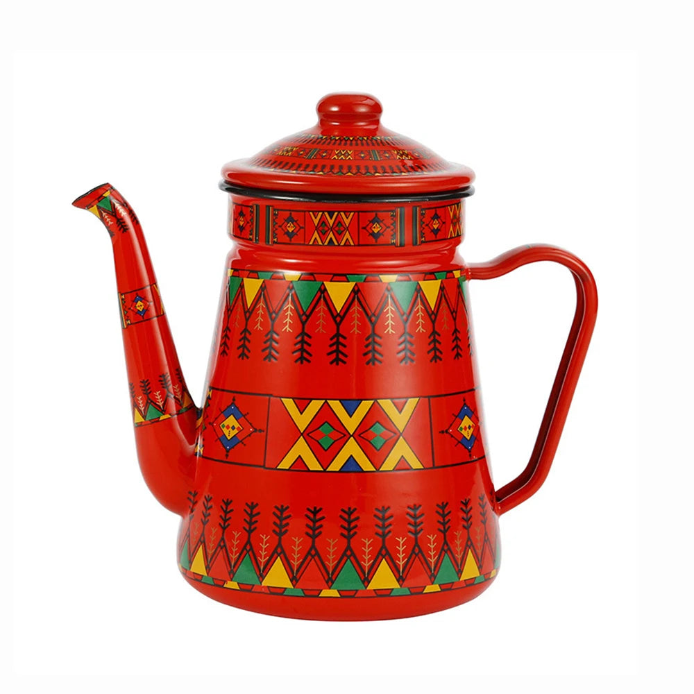 1.5L Enamel Coffee Pot Gooseneck Spout Stovetop Tea Kettle
