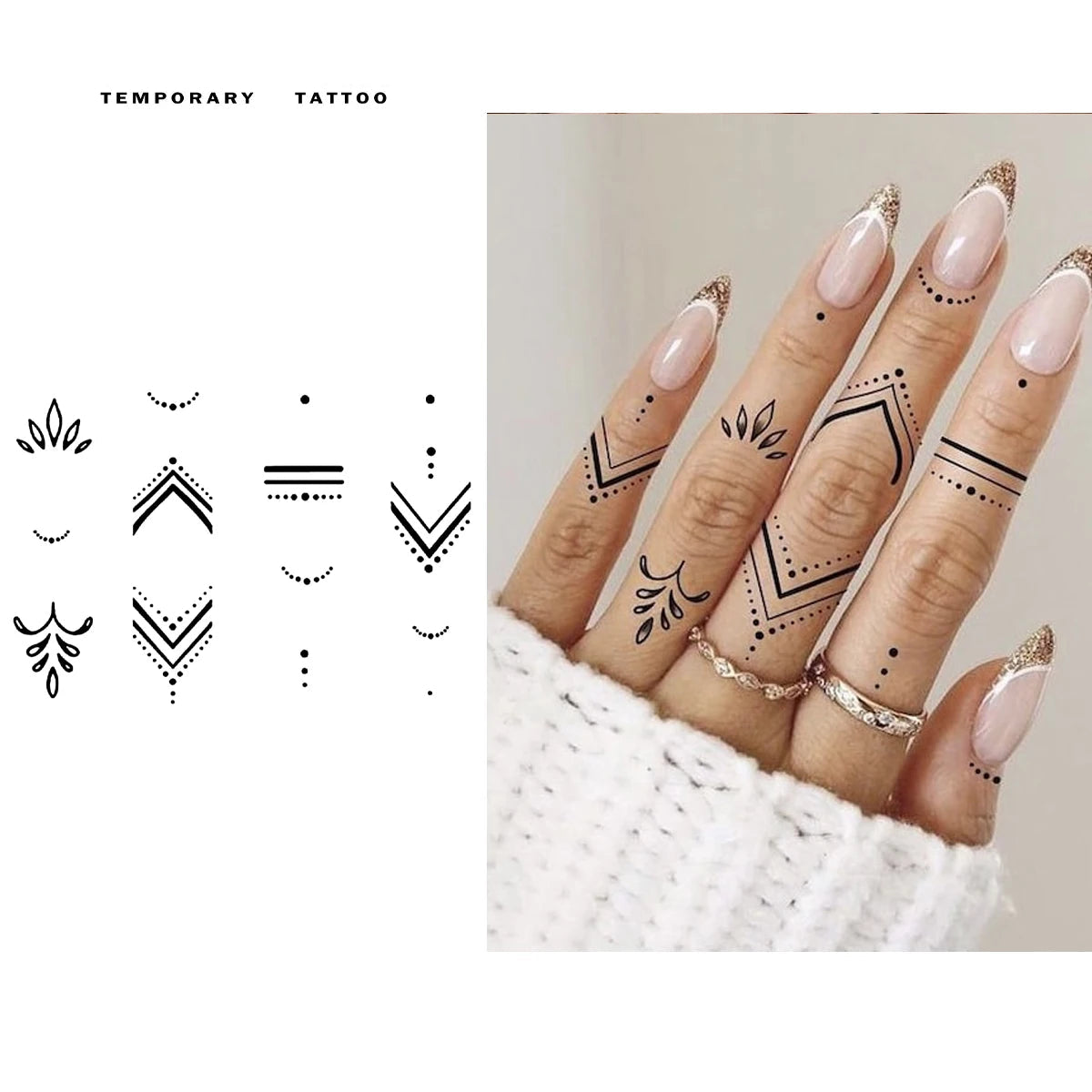 Henna Finger (7) Temporary Tattoos