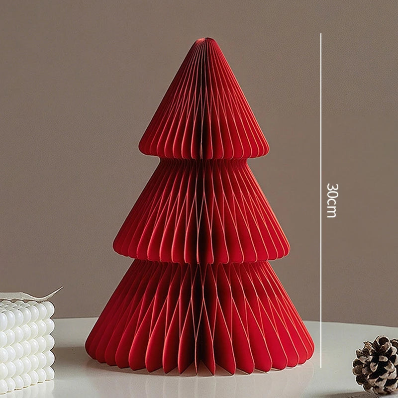 Christmas Paper Honeycomb Decorations Ball Folding Christmas Tree Table 3D Ornaments