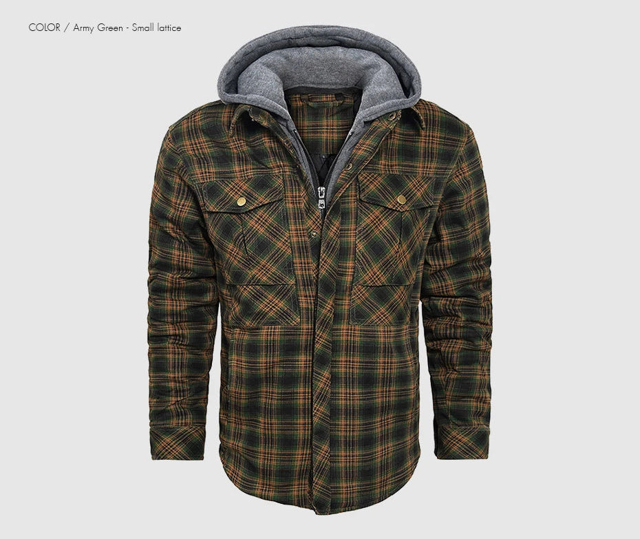 Woodsman Cotton Plaid Hooded Jacket Thick Warm Winter Plaid Shirts