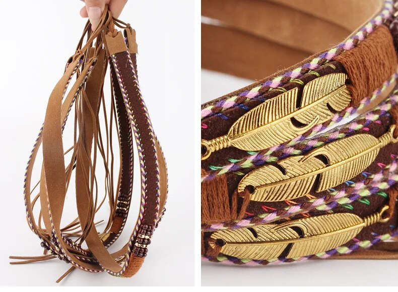 Golden Feather Hat Bands Hand-Wound Hat Belt