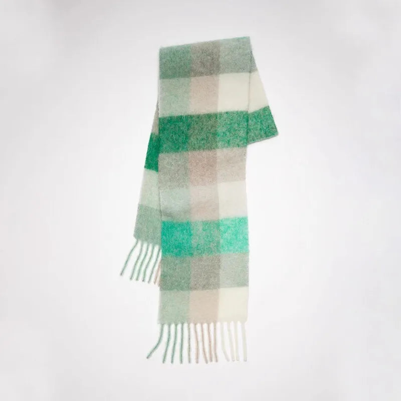 Colour Blocks Autumn Winter Plaid Scarves Imitation Cashmere Mohair
