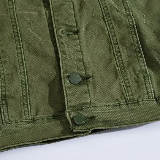 Woodsman Ripped Denim Vests Jackets