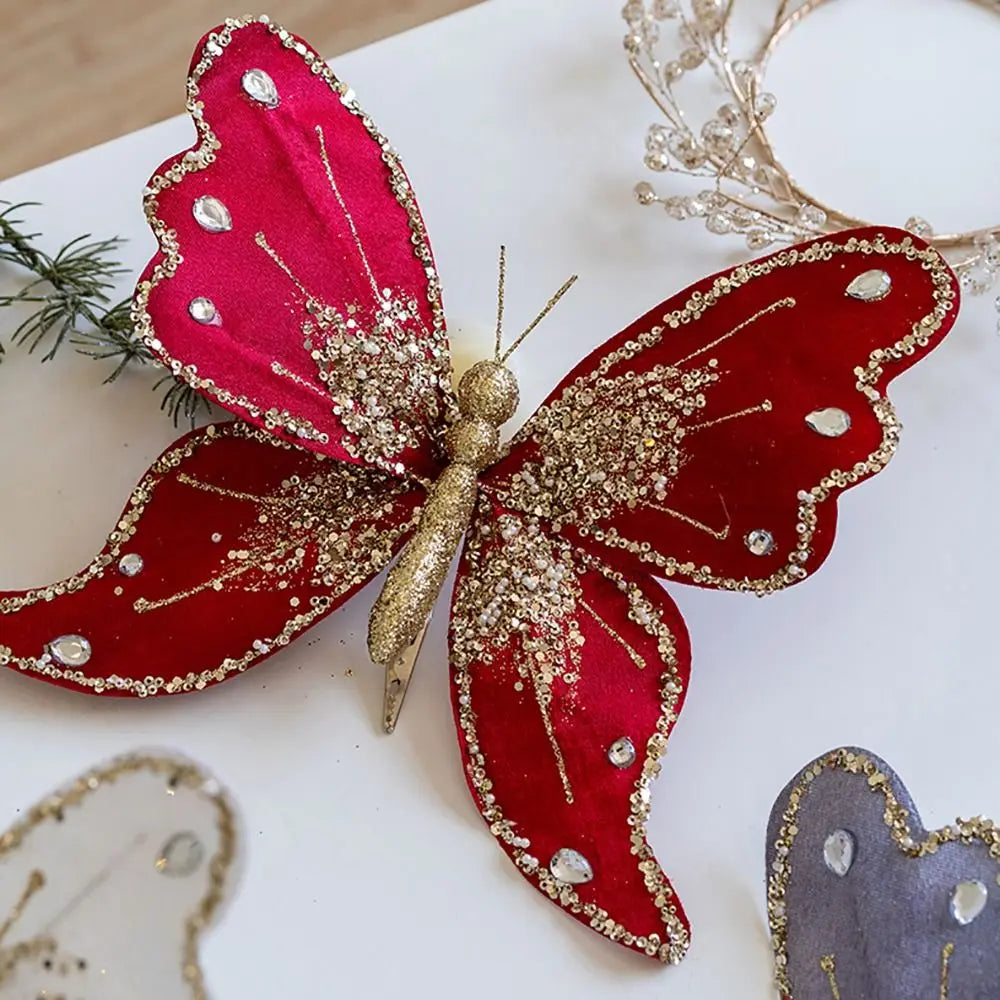 Large Glitter Butterflies Christmas Tree Decorations 25*21cm
