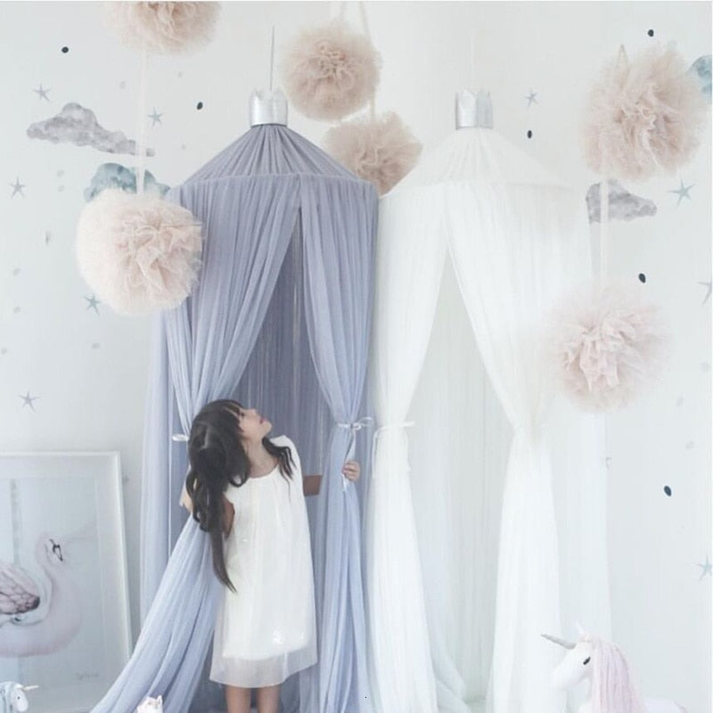 Netting Pompoms Canopy Decoration Nursery Kids Room Decor