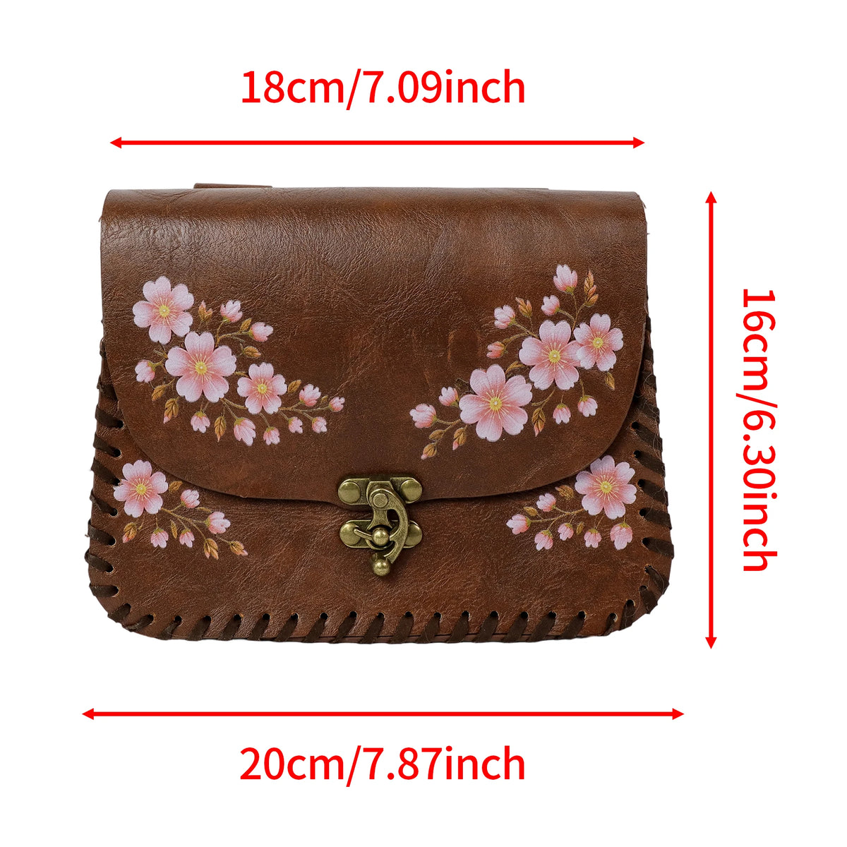 Spring Cherry Blossom Faux Leather Belt Bag Medieval Cosplay