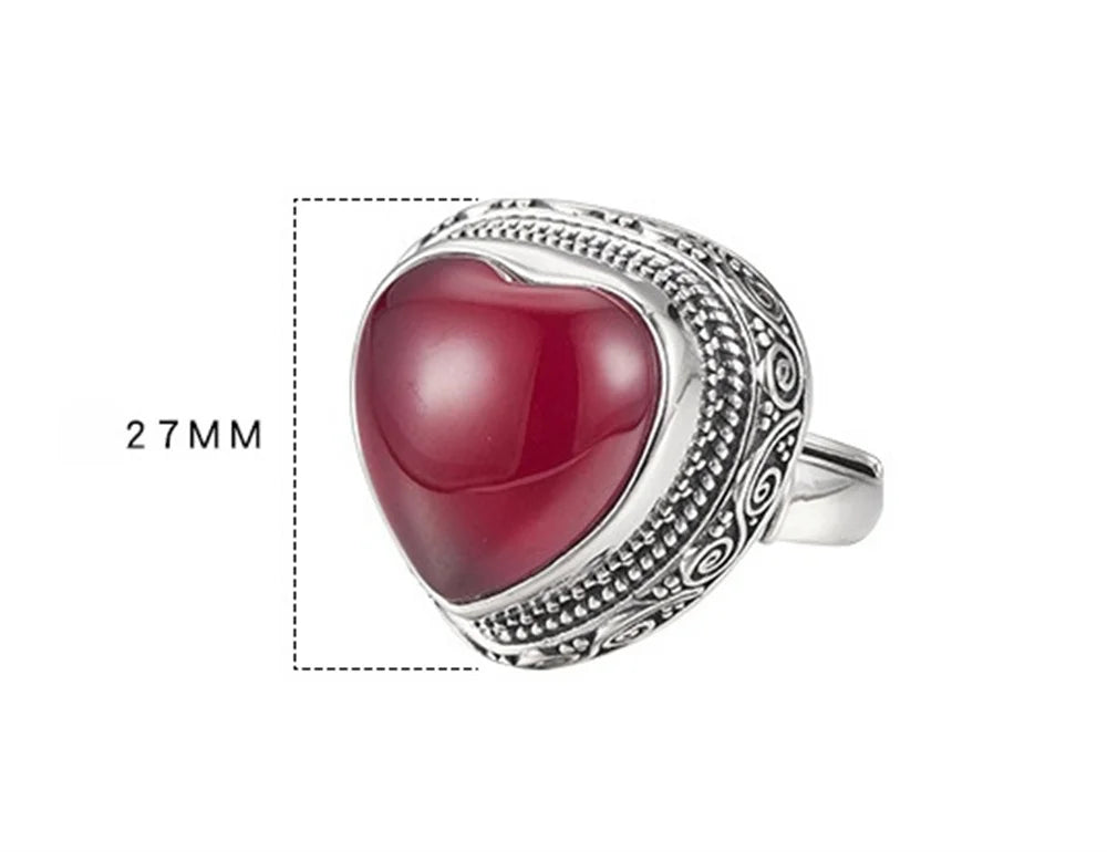 Intuitive Sage S925 Sterling Silver Ring Heart-shaped Corundum