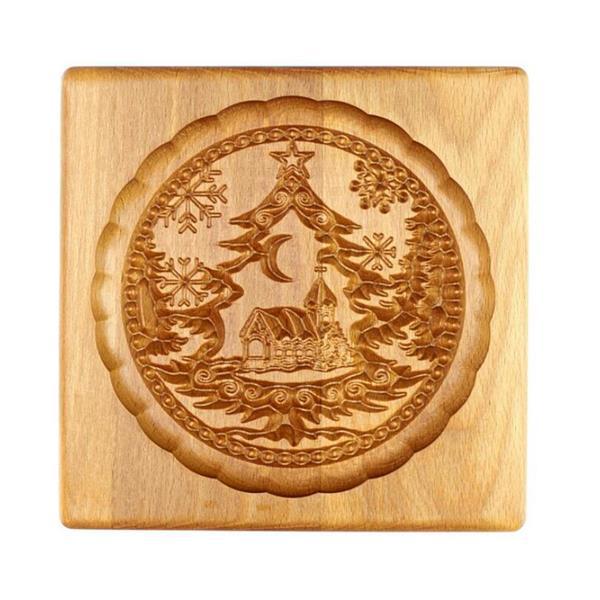 Easter Christmas Wooden Cookie Mould Gingerbread Embossing Stamp Baking Tools