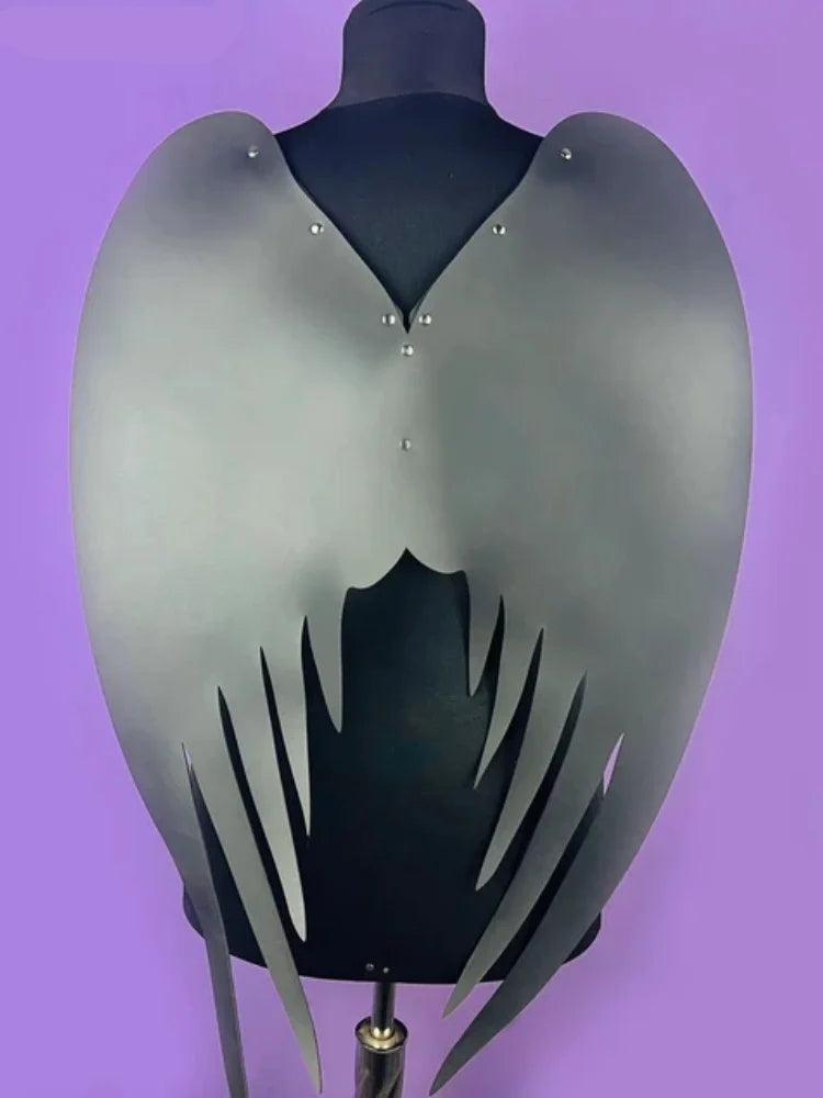 Black Angel Rivet Wings Leather Harness Festival Wear