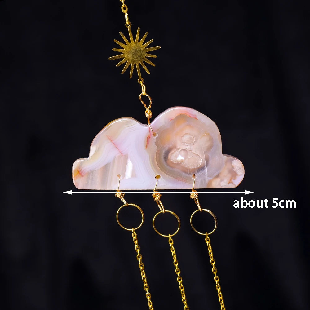Natural Crystal Cloud Sun Catcher Cherry Agate Lepidolite