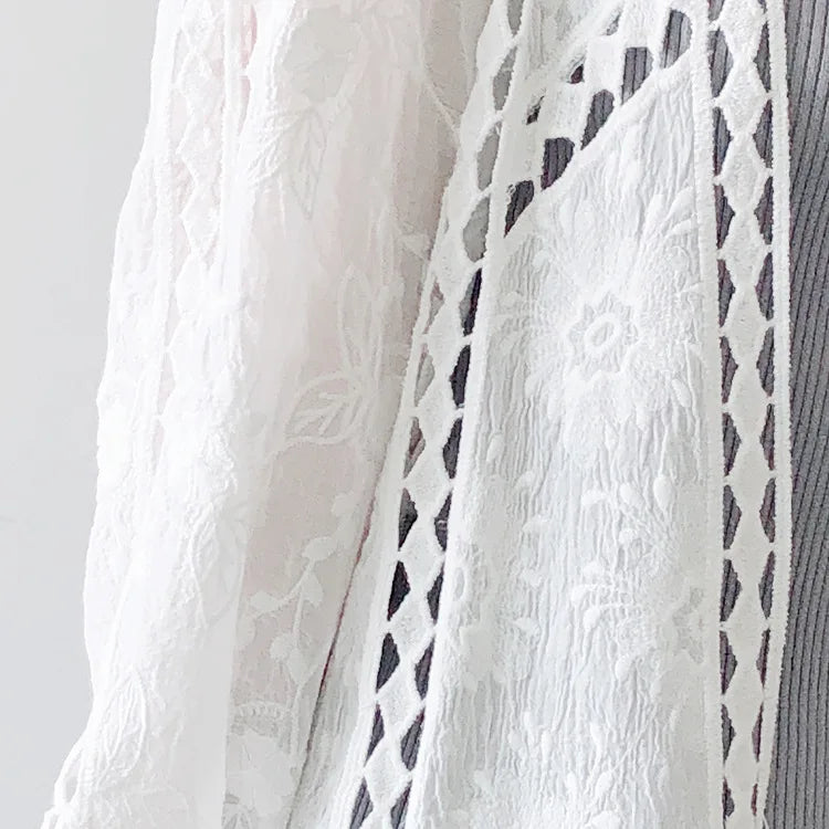 Faith's Cotton Linen Open Stitch Embroidered Summer Cover-Ups
