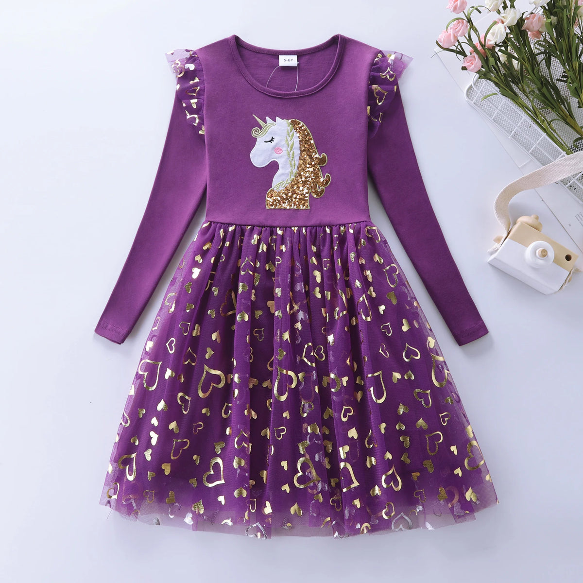 Girls' Long Sleeve Unicorn Dresses