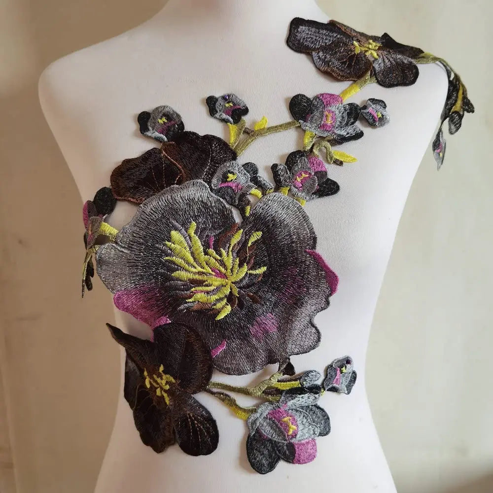 1Pc Large Flower Embroidery Appliqué DIY Clothing Sew On Accessories Patches 56*36cm