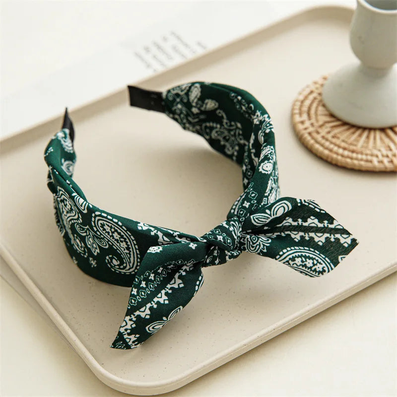Paisley Bandana Top Knot Bow Headbands