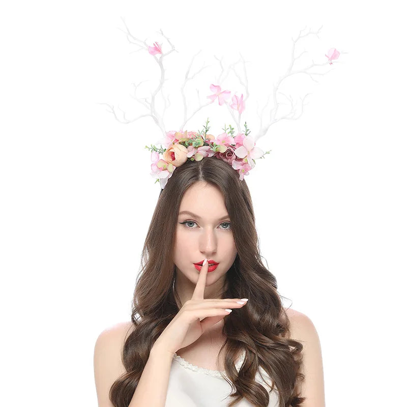 Midsummer Night Deer Antlers Tree Branch Headband