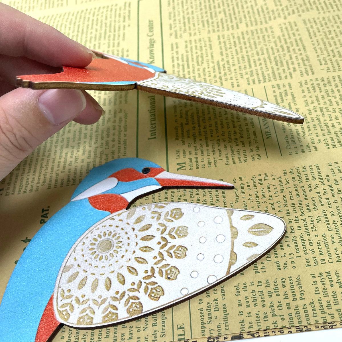 Set of Three Kingfisher Kookaburra Wooden Flying Bird Wall Decor