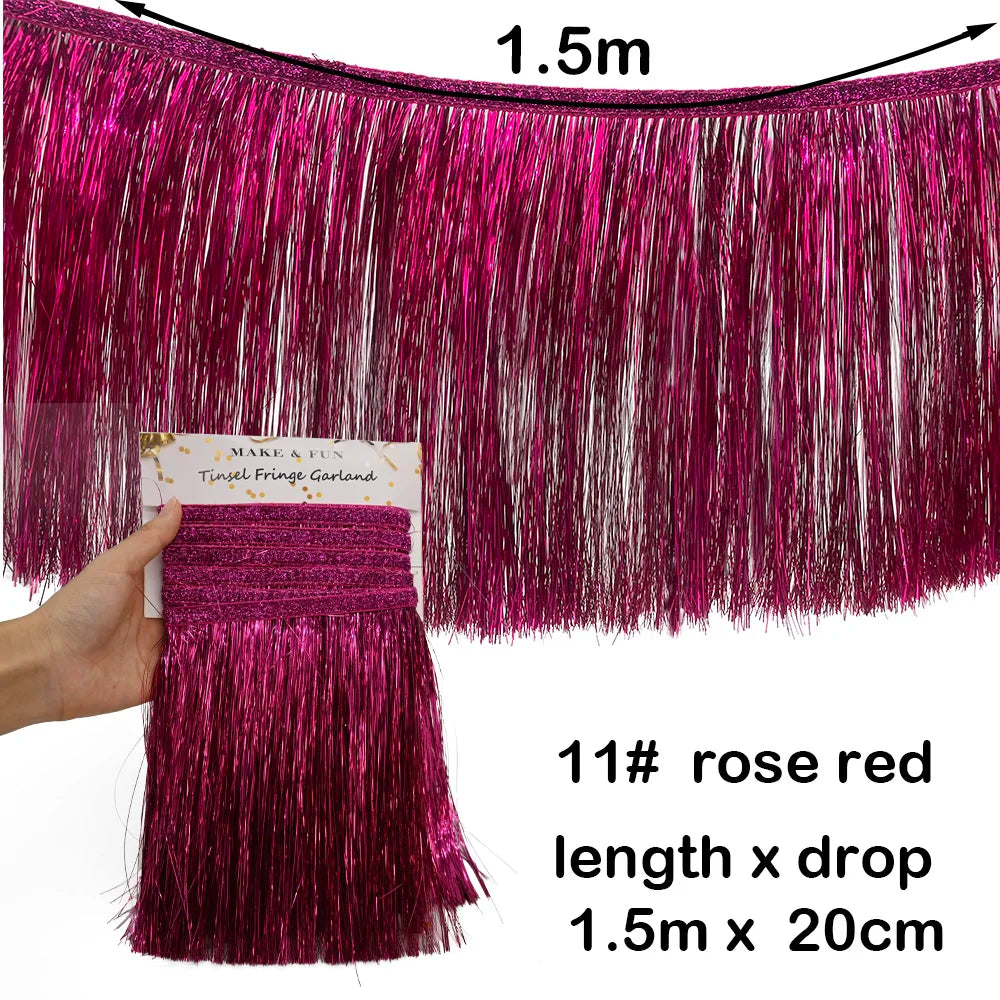 1.5m Gorgeous Fringe Tassel Banner Party Foil Garlands Wall Ceiling Decoration