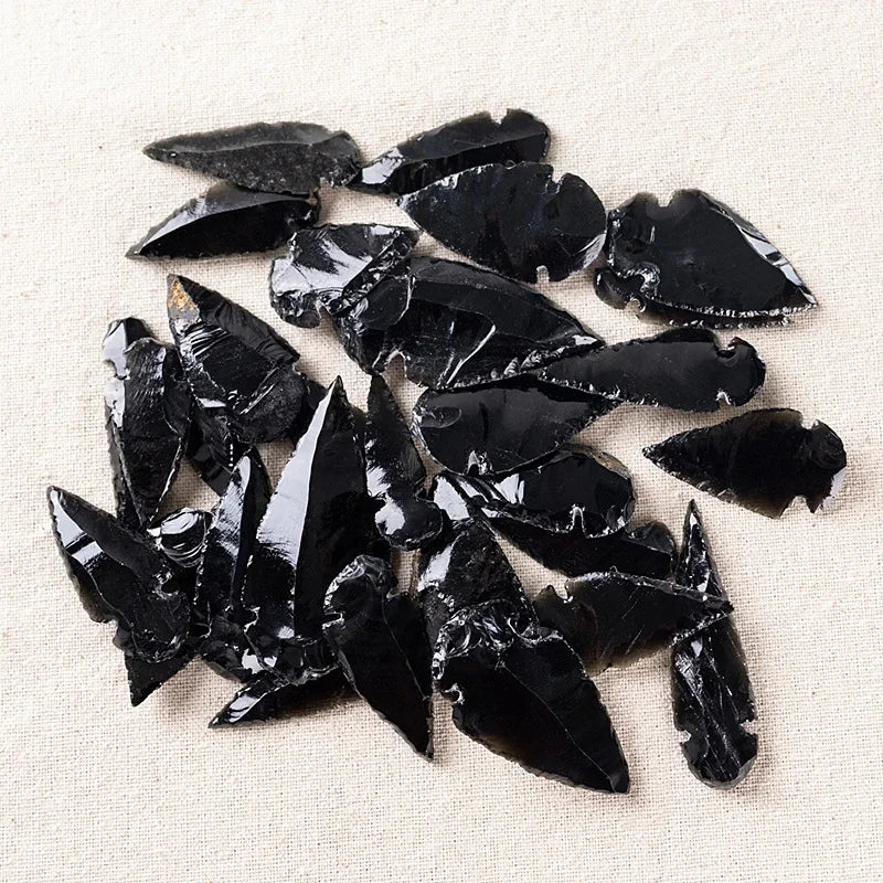 3PCS Natural Obsidian Crystal Black Spear Head Healing Energy Stone DIY Jewellery Making Home Decor
