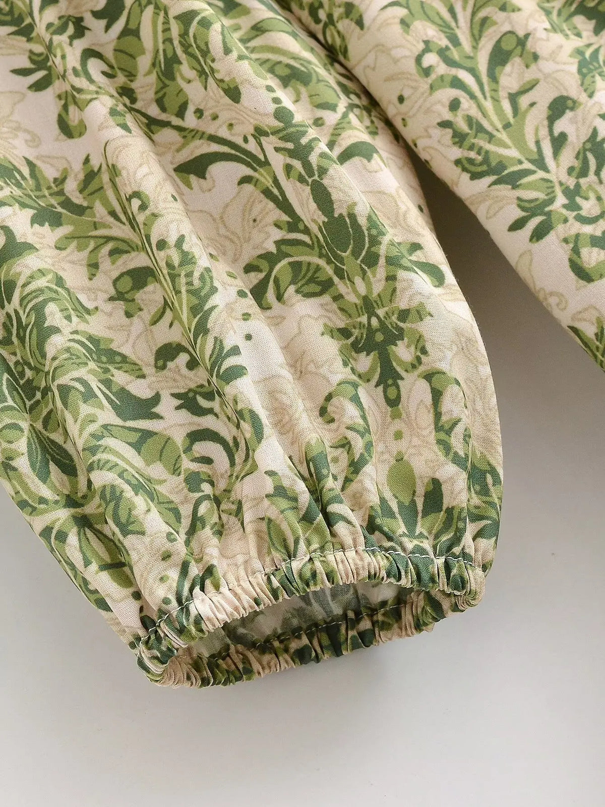 Teresa's Green Floral Long Sleeve Midi Dress