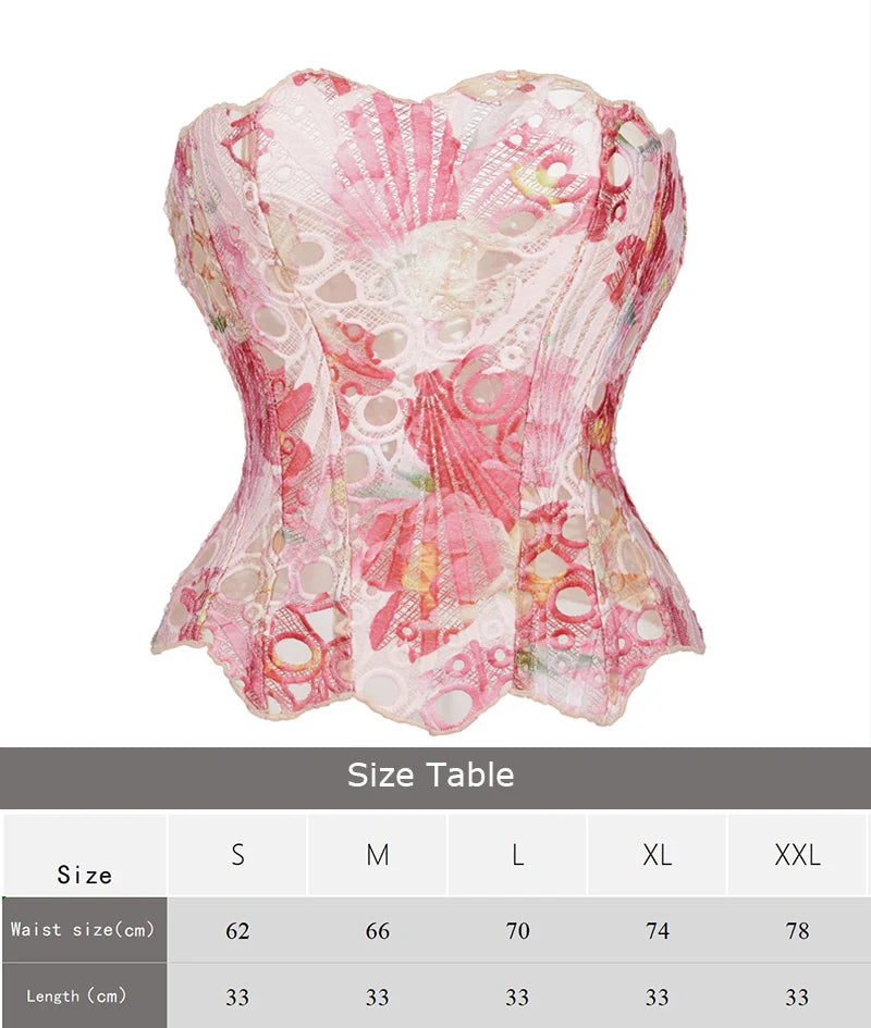 Vintage Mermaid Corset Top Double Lace Layered Boned Bustiers