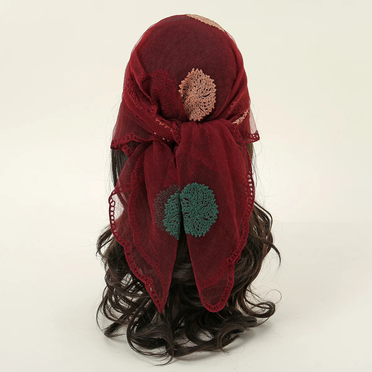 Lace Paisley Embroidered Square Bandana Scarf 23 Colours