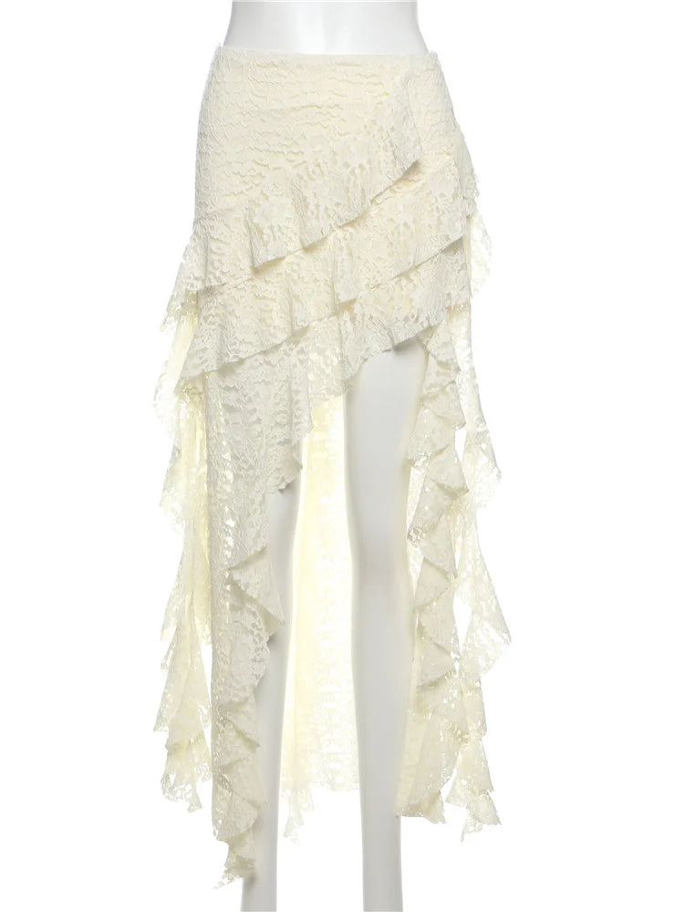 Lace Skirts Irregular Hem Multi-Layered Ruffles
