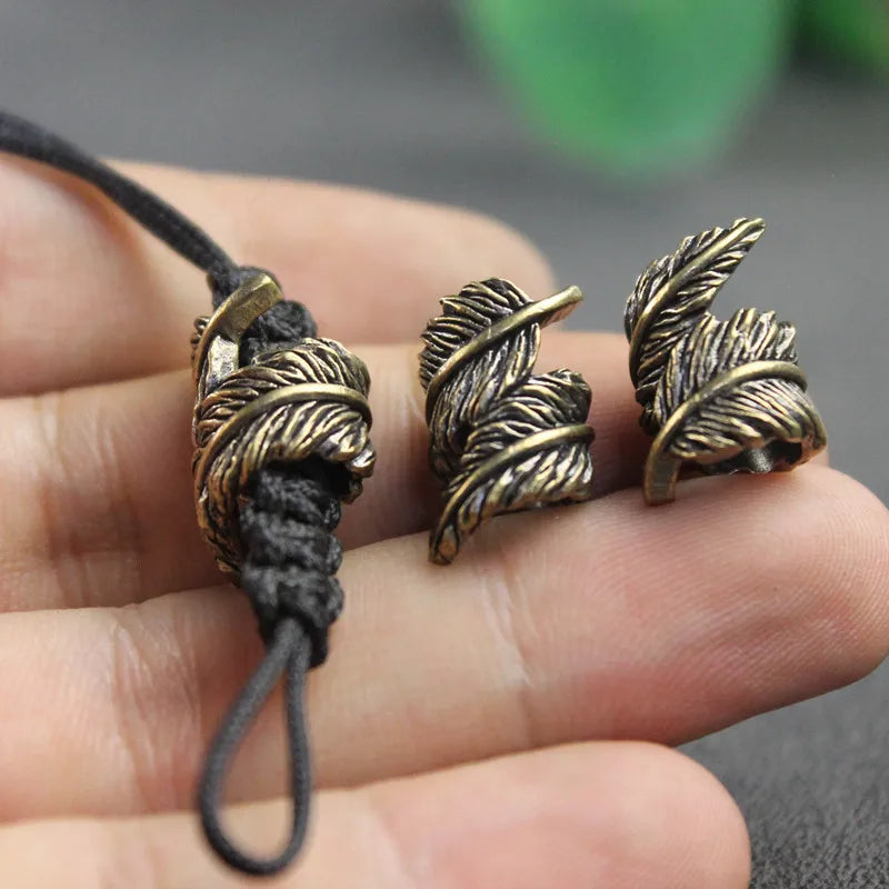 Feather Curls Brass Paracord Beads Lanyard Dreadlock Beard Bead