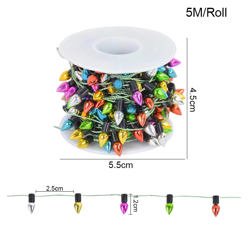 5M/roll Colourful Christmas Light Bulbs String Garland Christmas Decorations Xmas Tree Ornaments DIY Craft