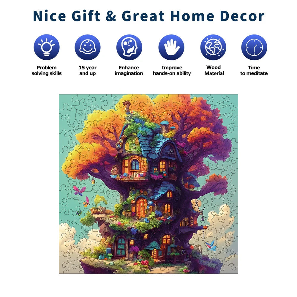 Treehouse Unique Shape Wooden Jigsaw Puzzles