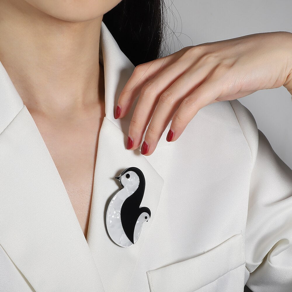 Mamma Penguin Handmade Acrylic Brooch