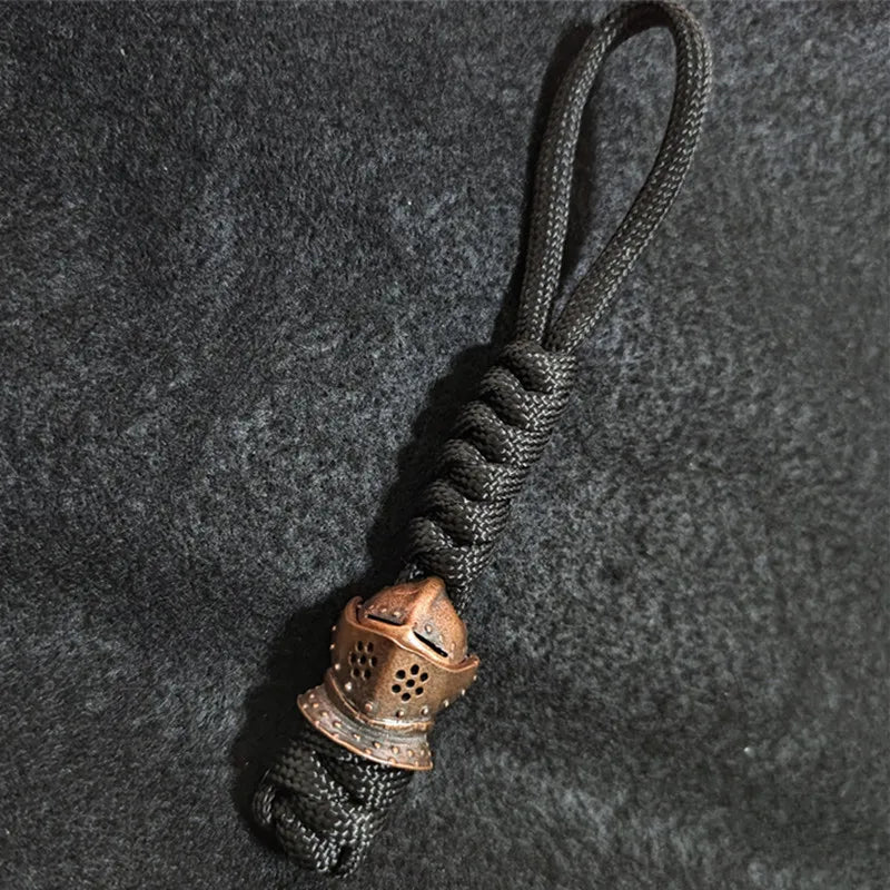 Brass Spartan Warrior Helmet Paracord Beads Lanyard Dreadlock Beard Bead