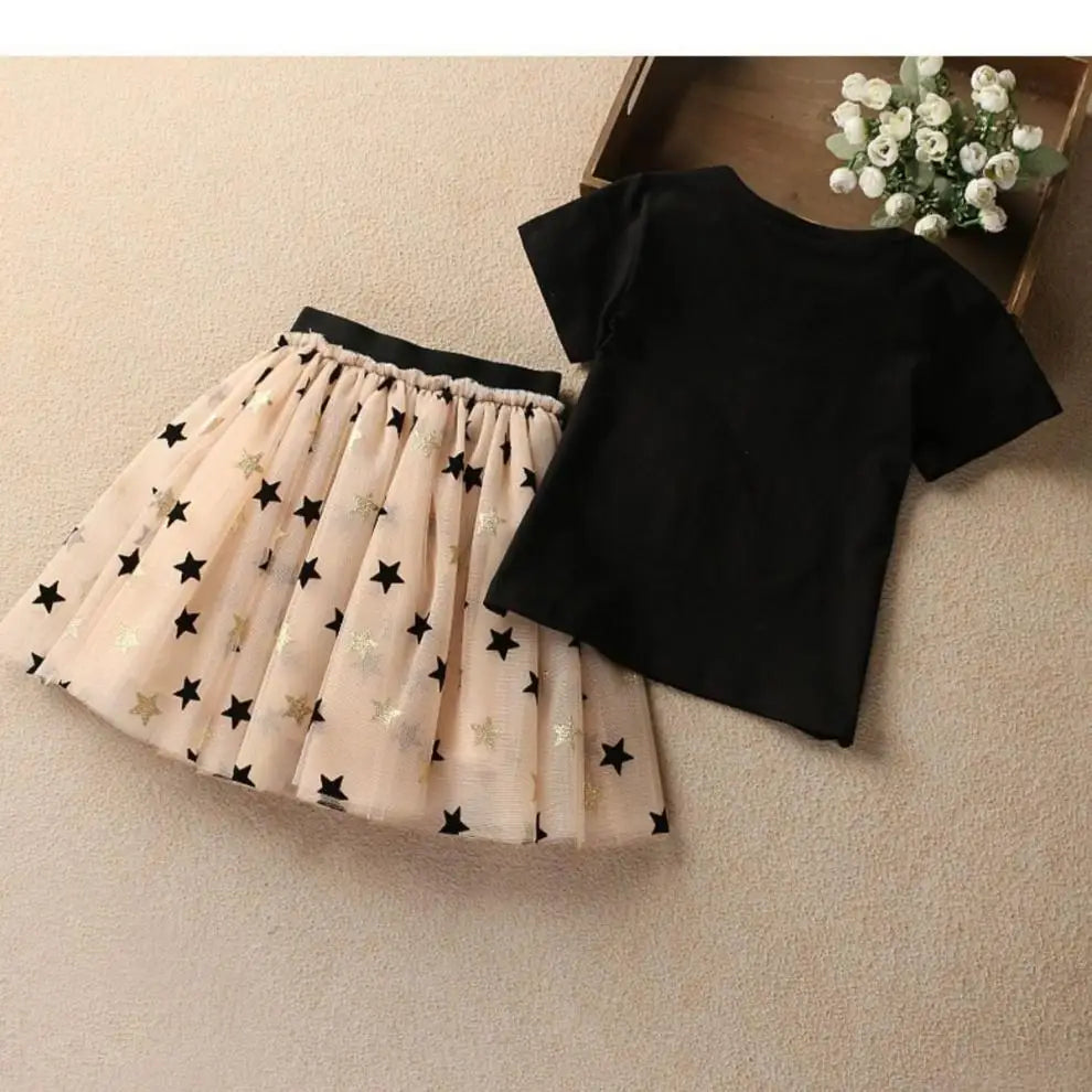 Swan T-Shirt+Sequin Skirts 2Pcs Baby Girls Clothing Sets Cotton Outfits