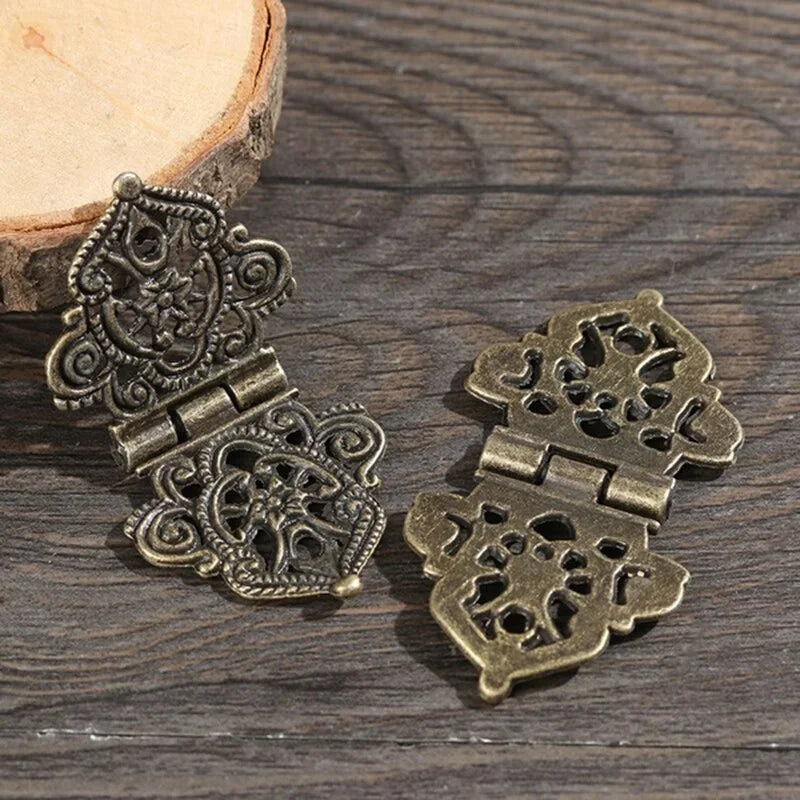 Three Vintage Flower Metal Hinges Furniture Hardware