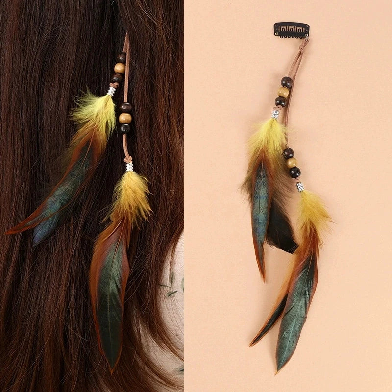 Boho Feather Hair Clips Headdress Festival Hair