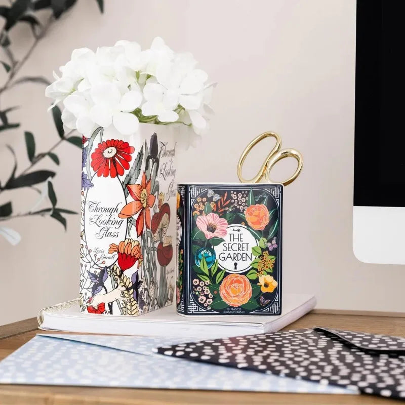 Ceramic Book Vase Bookshelf Decor for Book Lovers