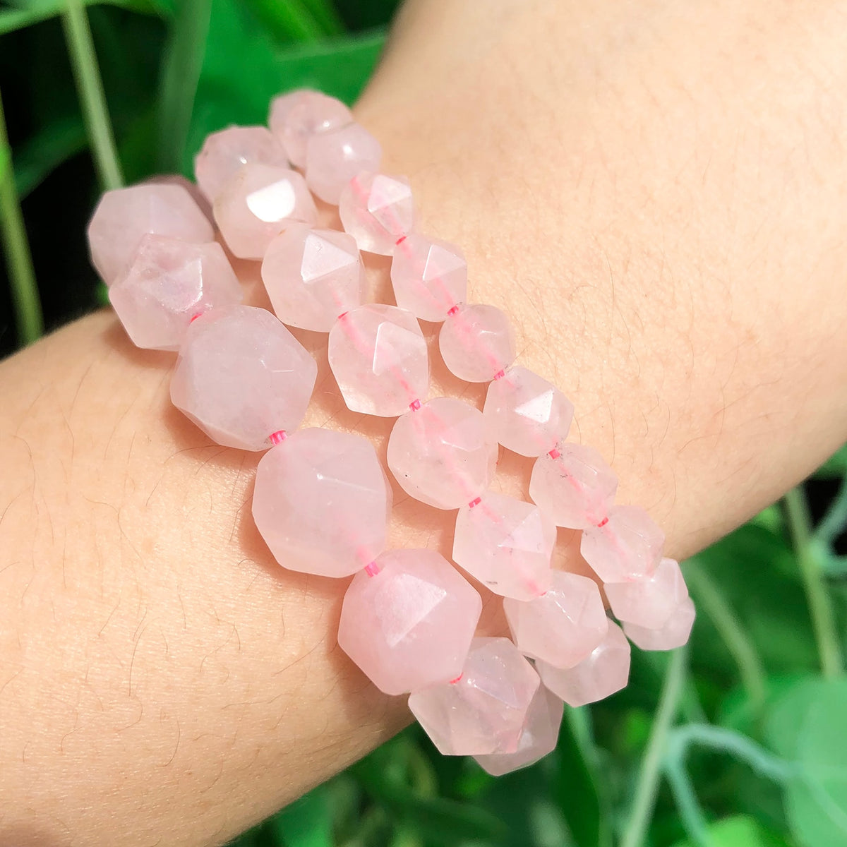 Pink Quartz Crystal Natural Stone Faceted Beads for DIY Jewellery Making