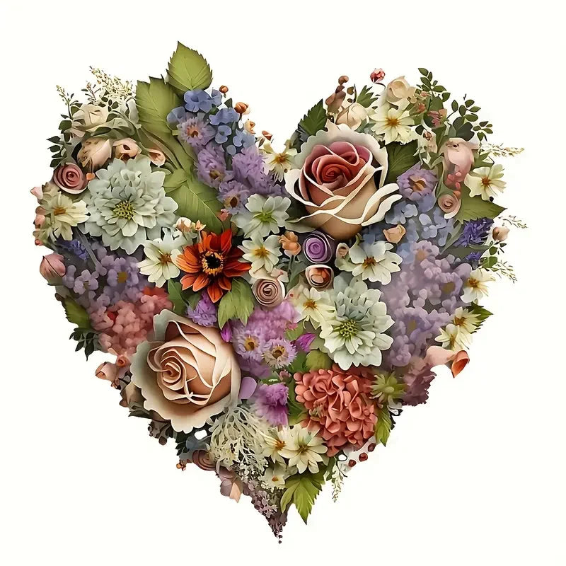Love Bouquet Heart Wooded Jigsaw Puzzle