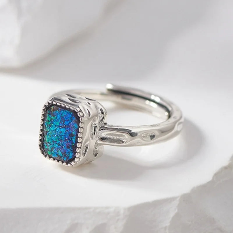 Miss Opal's S925 Sterling Silver Ring Square Opal