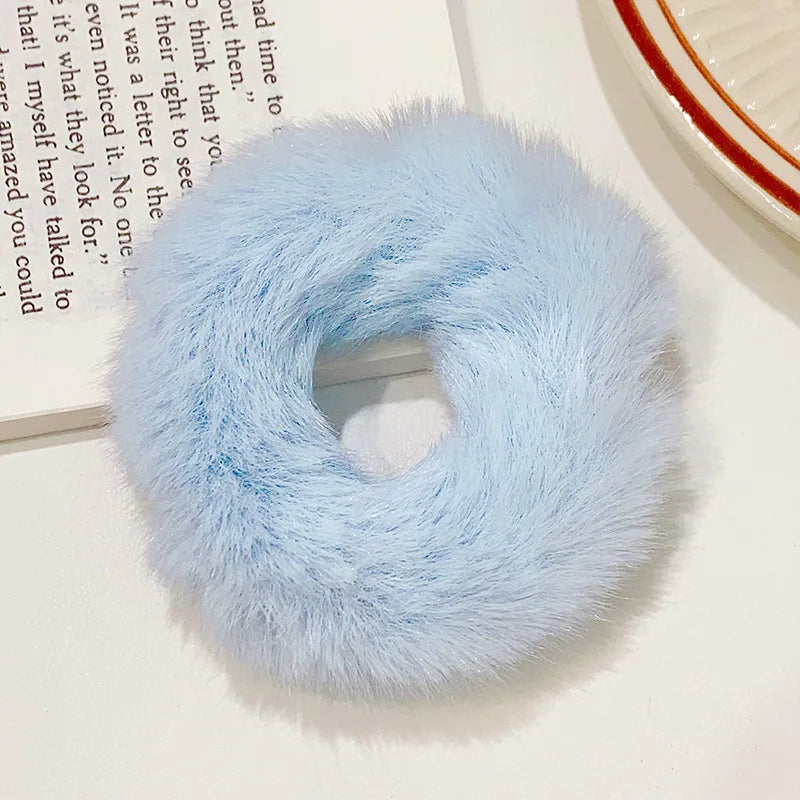 Dopamine Colour Fluffy Scrunchie Hair Bands Ponytail Holder Hair Accessories