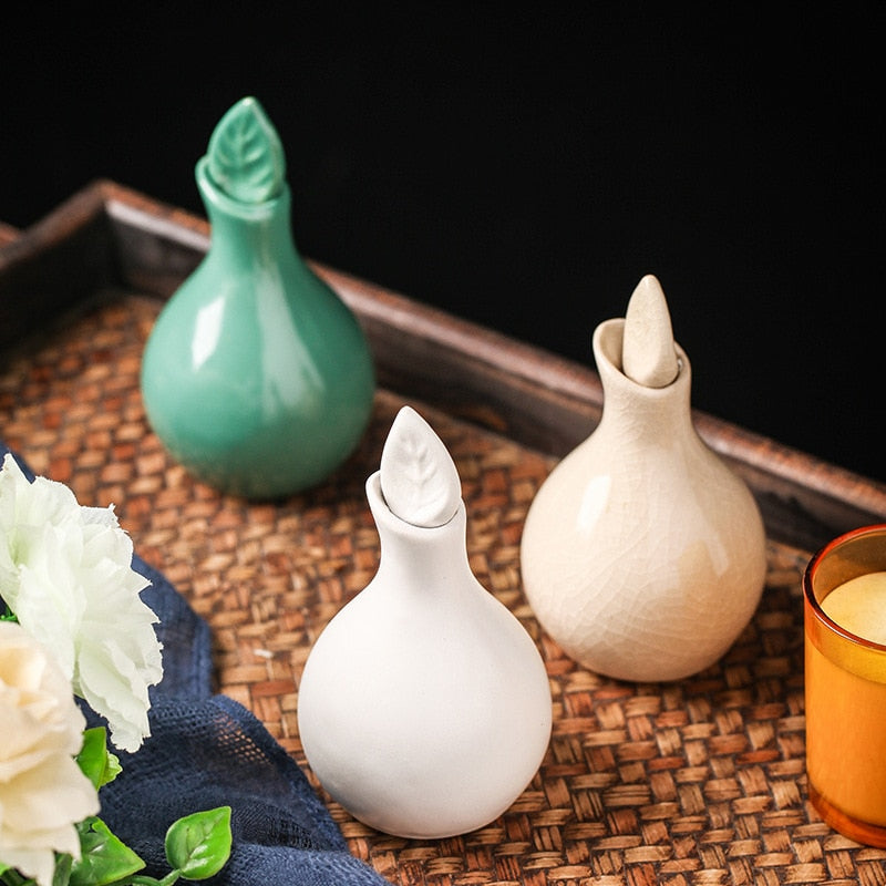 Leaf Cracked Glaze Essential Oil Pots 100ml Ceramic Aromatherapy Scented Home Decor Bottle