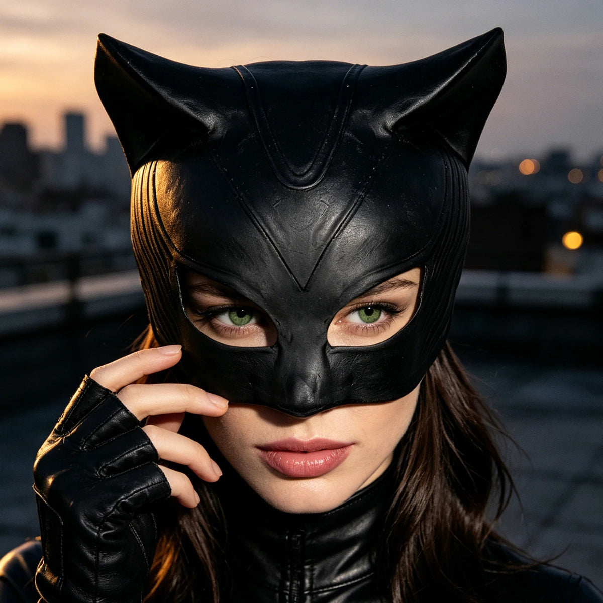 Cat Woman Costume Latex Mask Halloween Costume Cosplay Prop