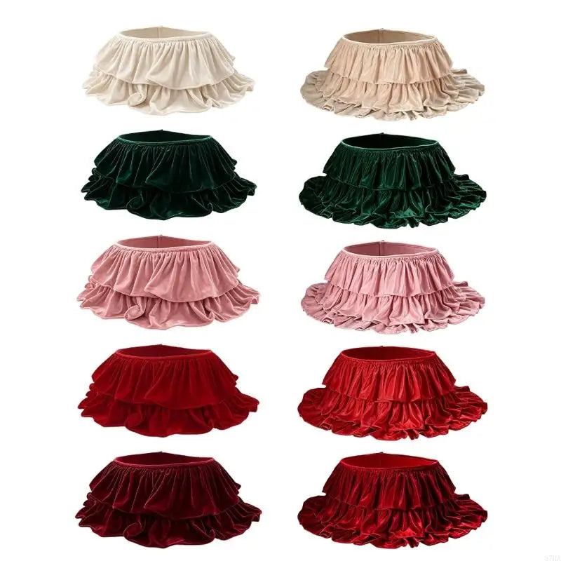 Ruffled Velvet Christmas Tree Skirt Collar Five Colours