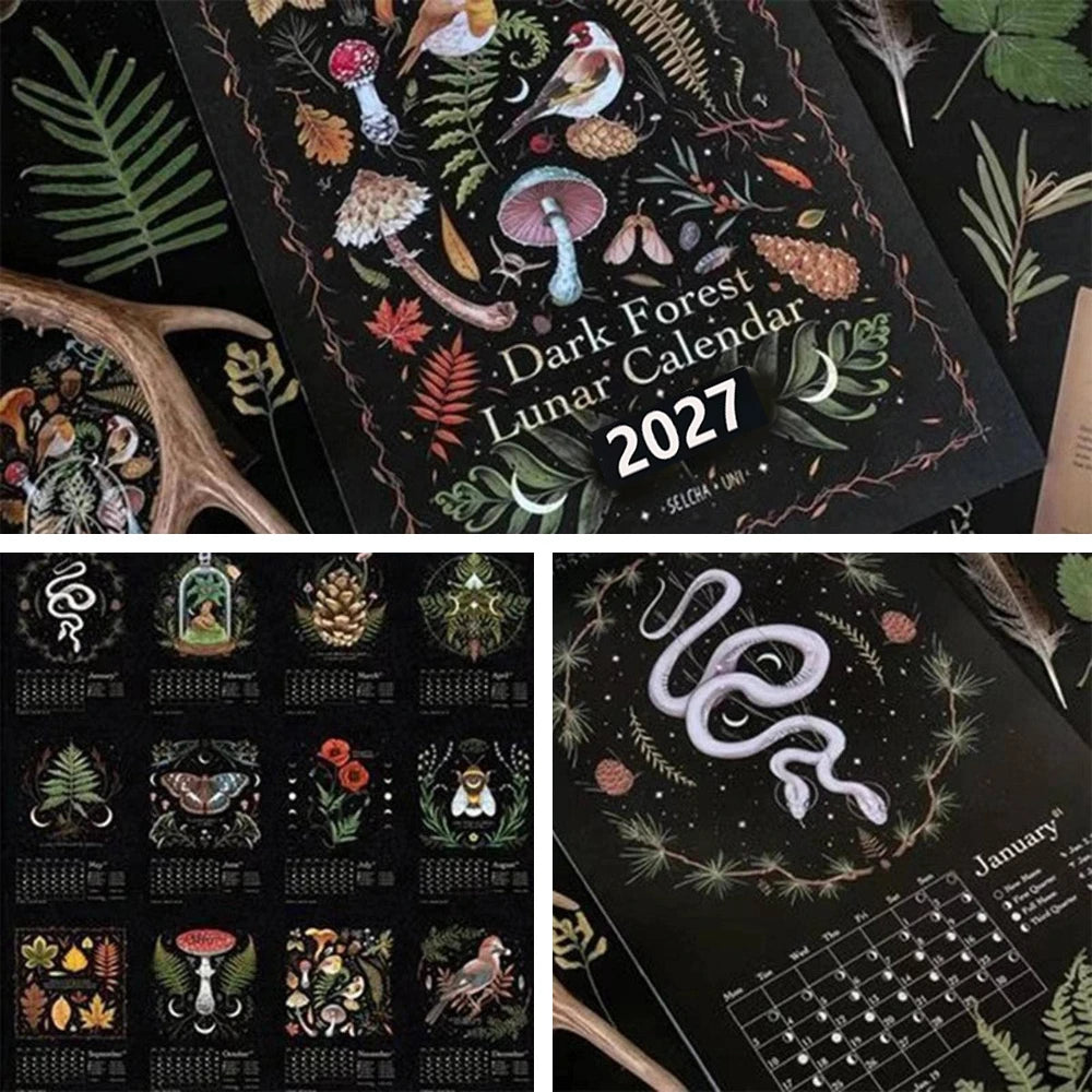 2027 Dark Forest Lunar Wall Calendar 12-Month Moon Phases