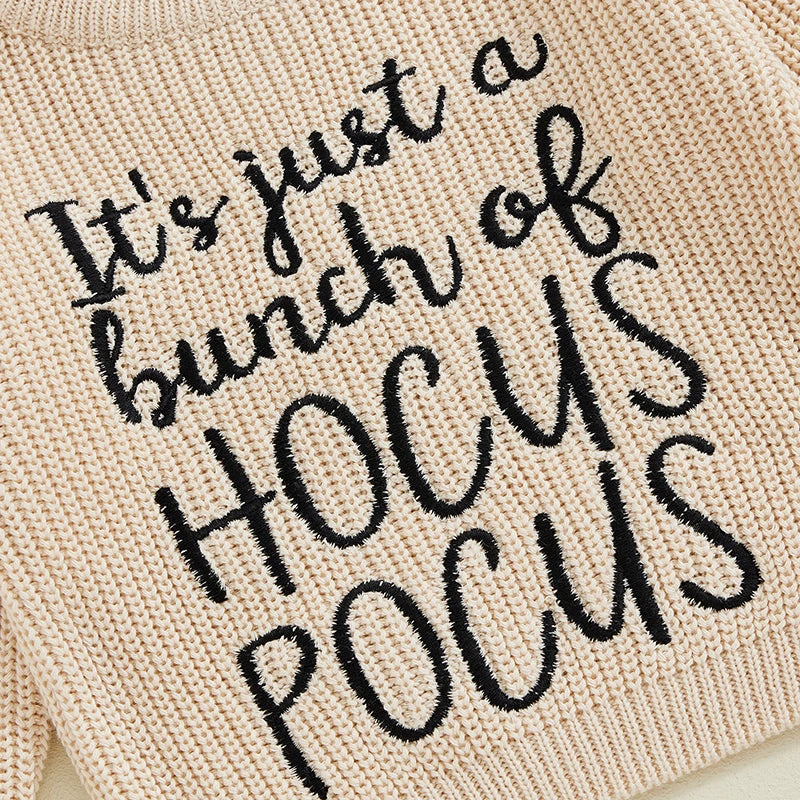 It's Just A Bunch Of Hocus Pocus Kids Baby Girls Boys Knit Sweater Embroidered Pullover 0-3T