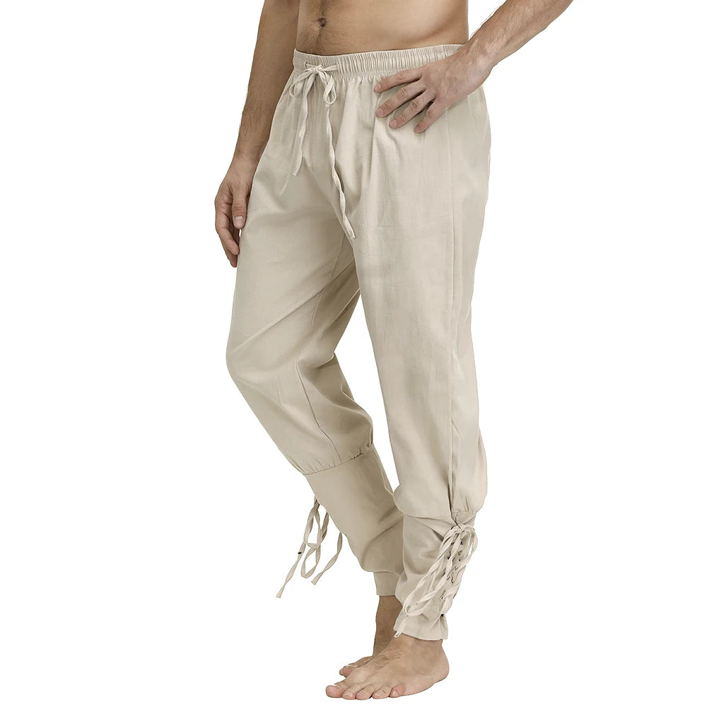 Medieval Pants Viking Costume Pirate Trousers Lace Up Renaissance LARP Cosplay