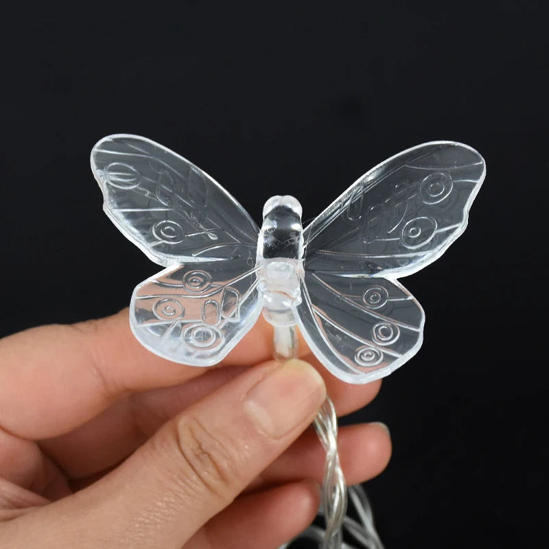 1.5M 10LED Butterfly Lights String Battery Outdoor Fairy Night Lamp Garland Party Decoration
